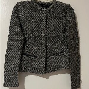 Ann Taylor Black and Gray Textured Blazer